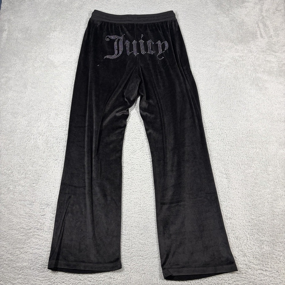 Juicy Couture Sleepwear Velour Pants S Black Rhinestone Y2K McBling Flare Retro